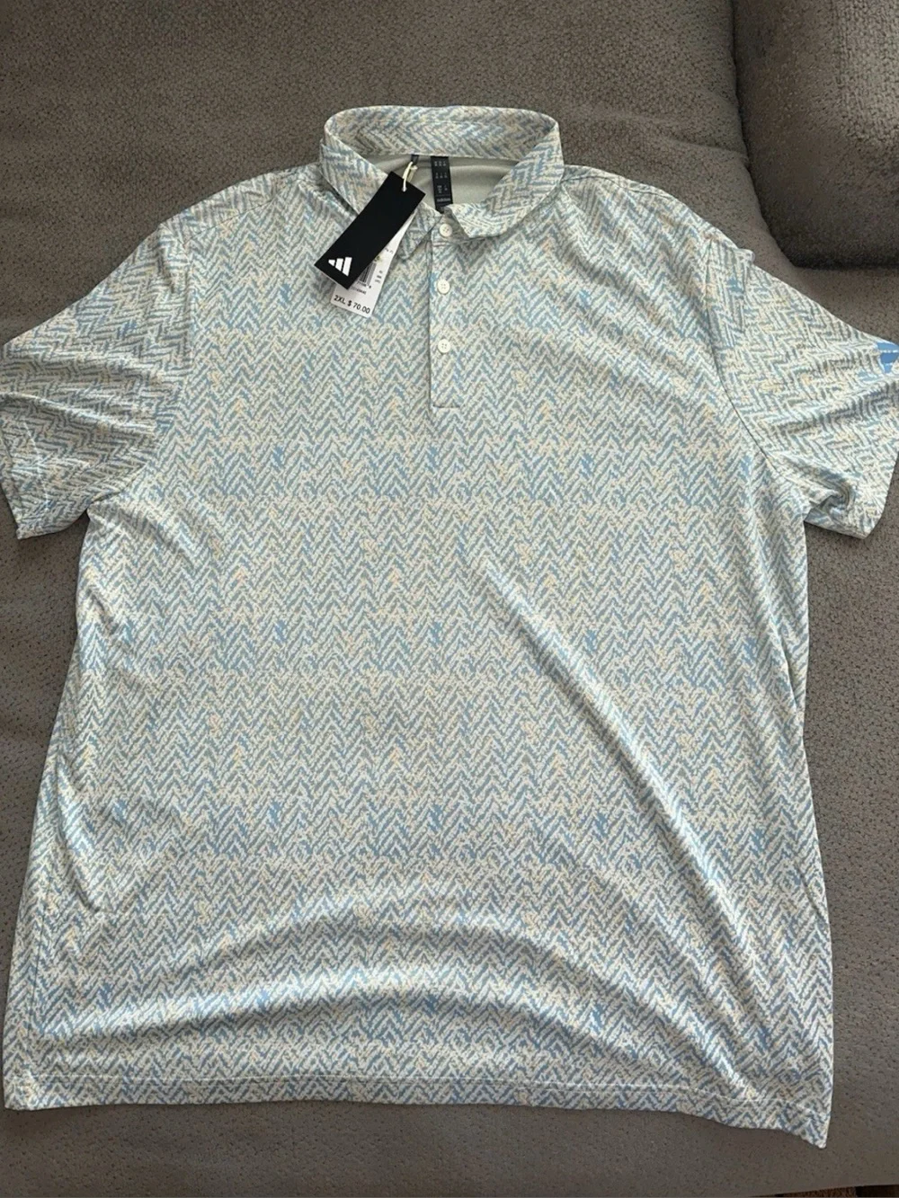 Adidas Golf Shirt Mens 2XL Semi Blue Burst Ultimate365 Fairway Jacquard Polo NWT